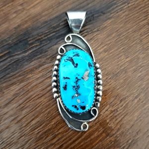 Vintage Sterling Silver Turquoise Pendant